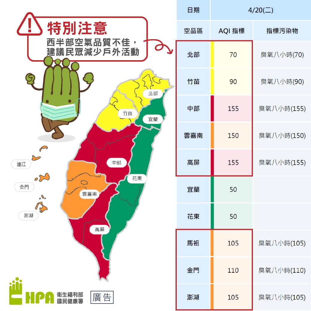 西半部空氣品質不佳，建議民眾減少戶外活動，敏感族群活動更應以室內為主.jpg